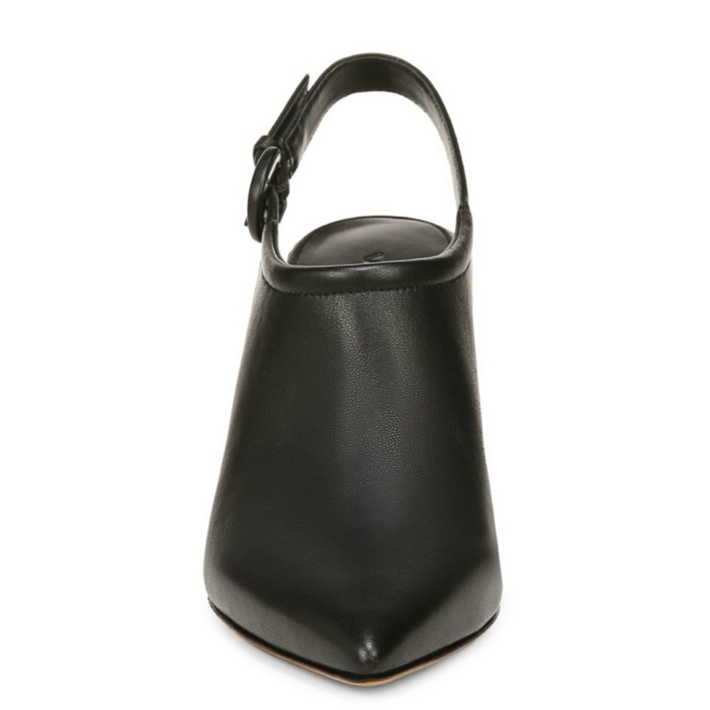 Vince Black Leather Heeled Mules - Picture 4 of 5